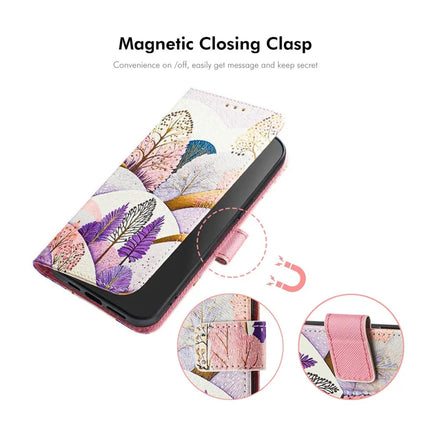 ENKAY Hat-Prince For Samsung Galaxy A06 Leather Case Pattern Printing Card Slot Stand Phone Cover with Lanyard