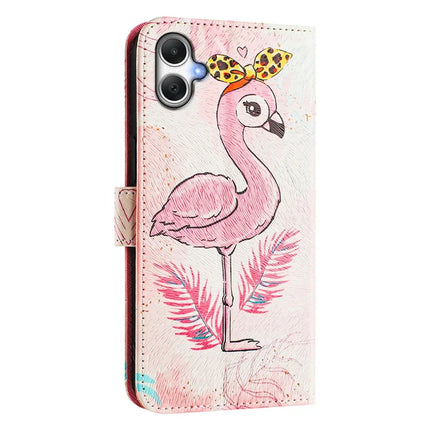 ENKAY Hat-Prince For Samsung Galaxy A06 Leather Case Pattern Printing Card Slot Stand Phone Cover with Lanyard