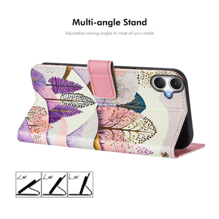 ENKAY Hat-Prince For Samsung Galaxy A06 Leather Case Pattern Printing Card Slot Stand Phone Cover with Lanyard