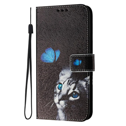 ENKAY Hat-Prince For Samsung Galaxy A06 Leather Case Pattern Printing Card Slot Stand Phone Cover with Lanyard