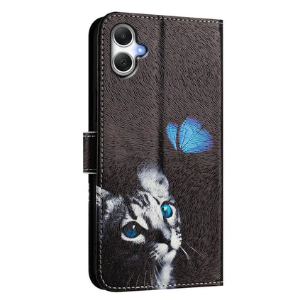 ENKAY Hat-Prince For Samsung Galaxy A06 Leather Case Pattern Printing Card Slot Stand Phone Cover with Lanyard