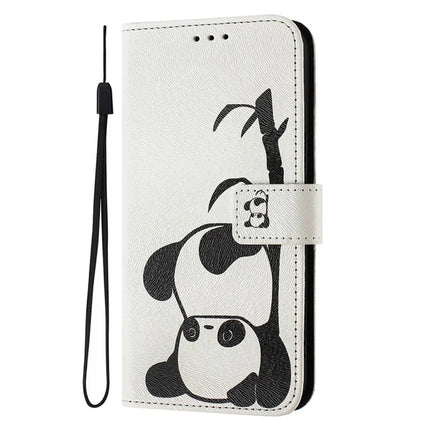 ENKAY Hat-Prince For Samsung Galaxy A06 Leather Case Pattern Printing Card Slot Stand Phone Cover with Lanyard
