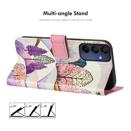 ENKAY Hat-Prince For Samsung Galaxy A16 5G  /  4G Leather Case Pattern Printing Card Slot Stand Phone Cover with Lanyard