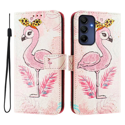 ENKAY Hat-Prince For Samsung Galaxy A16 5G  /  4G Leather Case Pattern Printing Card Slot Stand Phone Cover with Lanyard - Bird