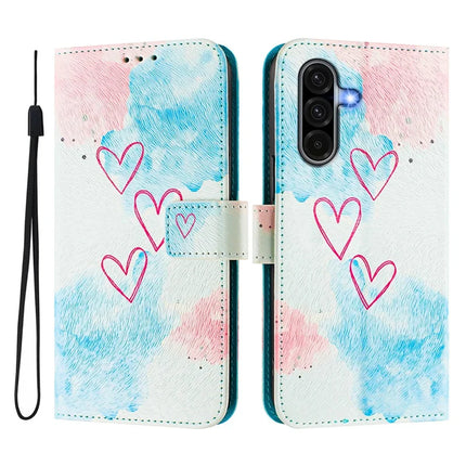 ENKAY Hat-Prince For Samsung Galaxy A26 5G Leather Case Pattern Printing Card Slot Stand Phone Cover with Lanyard - Love Heart
