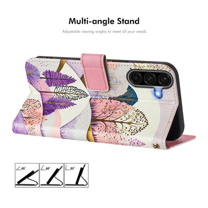 ENKAY Hat-Prince For Samsung Galaxy A26 5G Leather Case Pattern Printing Card Slot Stand Phone Cover with Lanyard