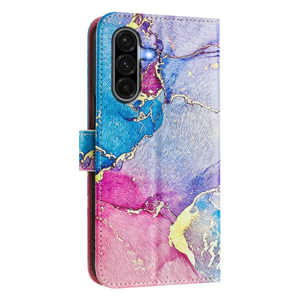 ENKAY Hat-Prince For Samsung Galaxy A36 5G Leather Case Pattern Printing Card Slot Stand Phone Cover with Lanyard