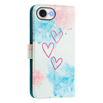 ENKAY Hat-Prince For iPhone 16e Leather Case Pattern Printing Card Slot Stand Phone Cover with Lanyard