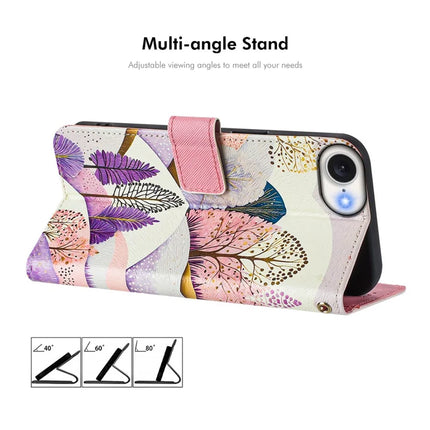 ENKAY Hat-Prince For iPhone 16e Leather Case Pattern Printing Card Slot Stand Phone Cover with Lanyard