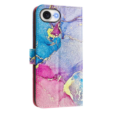 ENKAY Hat-Prince For iPhone 16e Leather Case Pattern Printing Card Slot Stand Phone Cover with Lanyard