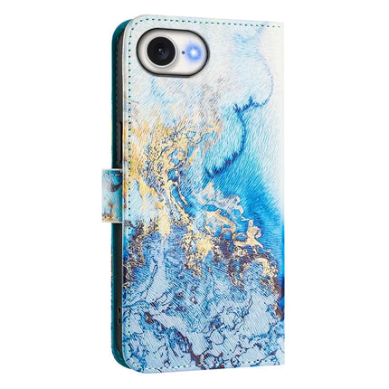 ENKAY Hat-Prince For iPhone 16e Leather Case Pattern Printing Card Slot Stand Phone Cover with Lanyard
