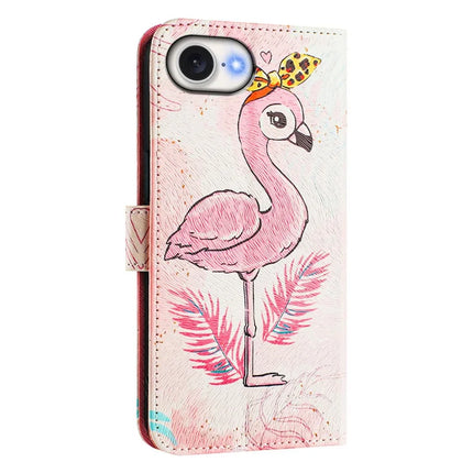 ENKAY Hat-Prince For iPhone 16e Leather Case Pattern Printing Card Slot Stand Phone Cover with Lanyard