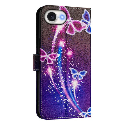 ENKAY Hat-Prince For iPhone 16e Leather Case Pattern Printing Card Slot Stand Phone Cover with Lanyard