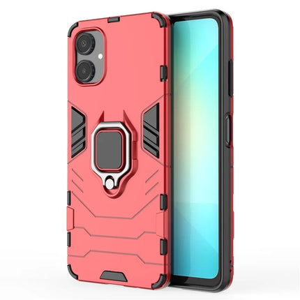 For Samsung Galaxy A06 Case PC + TPU Protective Phone Cover with Ring Kickstand - Red