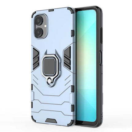 For Samsung Galaxy A06 Case PC + TPU Protective Phone Cover with Ring Kickstand - Blue