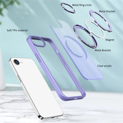 For iPhone 16e Case Compatible with MagSafe TPU + Acrylic Kickstand Phone Cover