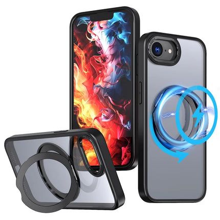 For iPhone 16e Case Compatible with MagSafe TPU + Acrylic Kickstand Phone Cover - Black