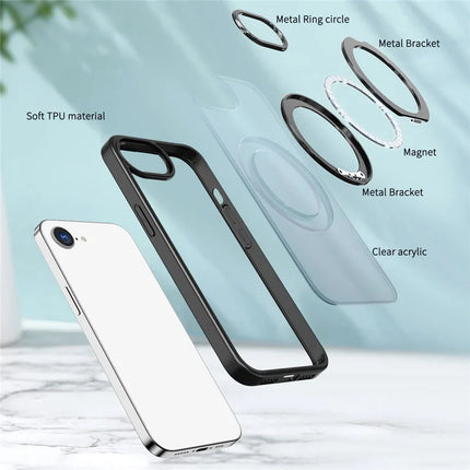 For iPhone 16e Case Compatible with MagSafe TPU + Acrylic Kickstand Phone Cover