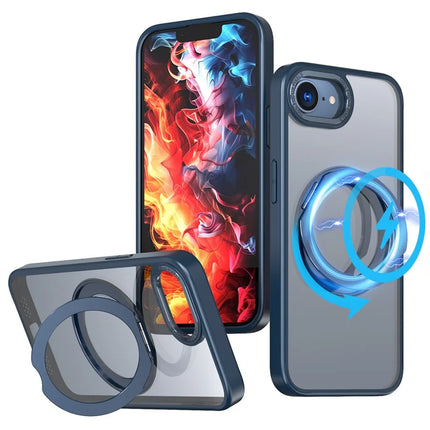 For iPhone 16e Case Compatible with MagSafe TPU + Acrylic Kickstand Phone Cover - Navy Blue