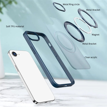 For iPhone 16e Case Compatible with MagSafe TPU + Acrylic Kickstand Phone Cover