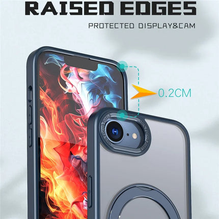 For iPhone 16e Case Compatible with MagSafe TPU + Acrylic Kickstand Phone Cover
