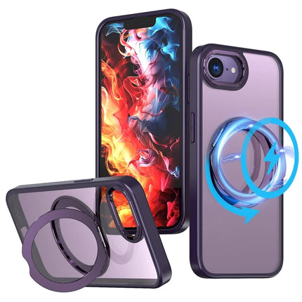 For iPhone 16e Case Compatible with MagSafe TPU + Acrylic Kickstand Phone Cover - Purple