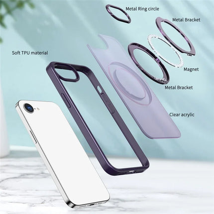 For iPhone 16e Case Compatible with MagSafe TPU + Acrylic Kickstand Phone Cover