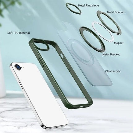 For iPhone 16e Case Compatible with MagSafe TPU + Acrylic Kickstand Phone Cover