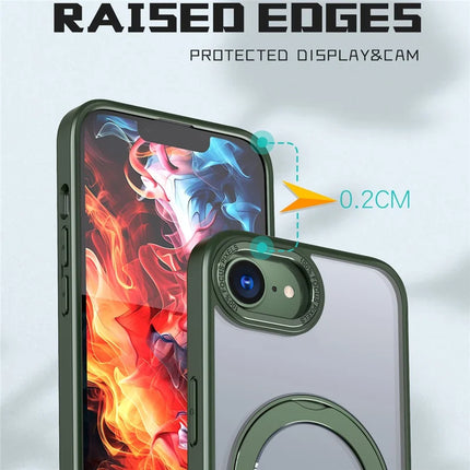 For iPhone 16e Case Compatible with MagSafe TPU + Acrylic Kickstand Phone Cover