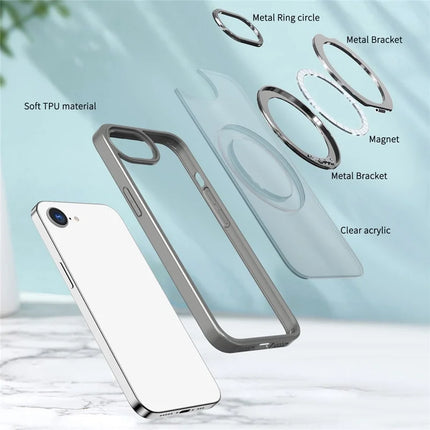 For iPhone 16e Case Compatible with MagSafe TPU + Acrylic Kickstand Phone Cover