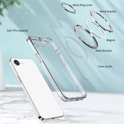 For iPhone 16e Case Compatible with MagSafe TPU + Acrylic Kickstand Phone Cover