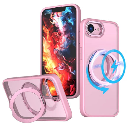 For iPhone 16e Case Compatible with MagSafe TPU + Acrylic Kickstand Phone Cover - Pink