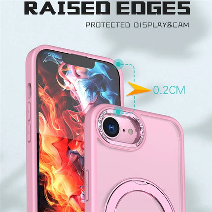 For iPhone 16e Case Compatible with MagSafe TPU + Acrylic Kickstand Phone Cover
