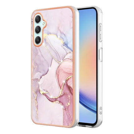 For Samsung Galaxy A26 5G TPU Case with IMD Marble Pattern Electroplated Back Cover - Rose Gold 005