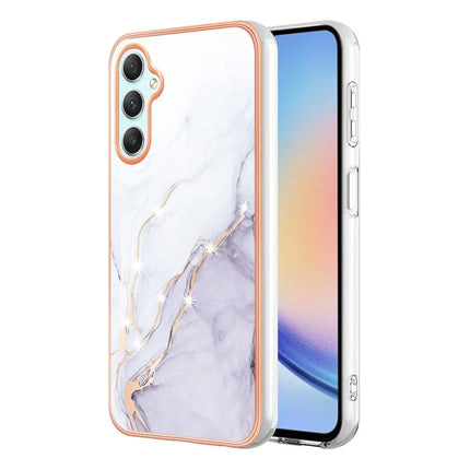 For Samsung Galaxy A26 5G TPU Case with IMD Marble Pattern Electroplated Back Cover - White 006