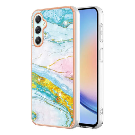 For Samsung Galaxy A26 5G TPU Case with IMD Marble Pattern Electroplated Back Cover - Green 004