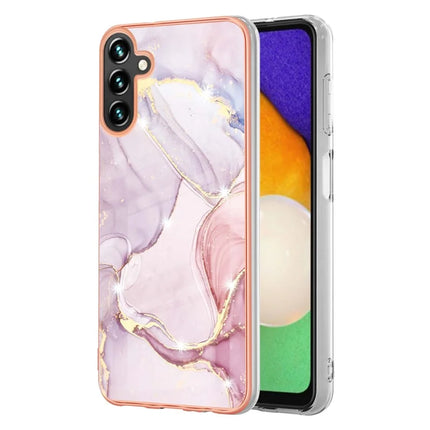 For Samsung Galaxy A56 5G TPU Case with IMD Marble Pattern Electroplated Back Cover - Rose Gold 005