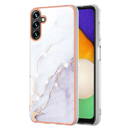 For Samsung Galaxy A36 5G TPU Case with IMD Marble Pattern Electroplated Back Cover - White 006