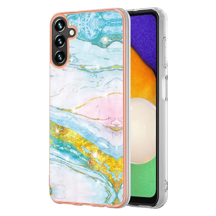 For Samsung Galaxy A36 5G TPU Case with IMD Marble Pattern Electroplated Back Cover - Green 004