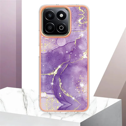 For Honor X7c 4G / Honor 200 Smart 5G TPU Case with IMD Marble Pattern Electroplated Back Cover