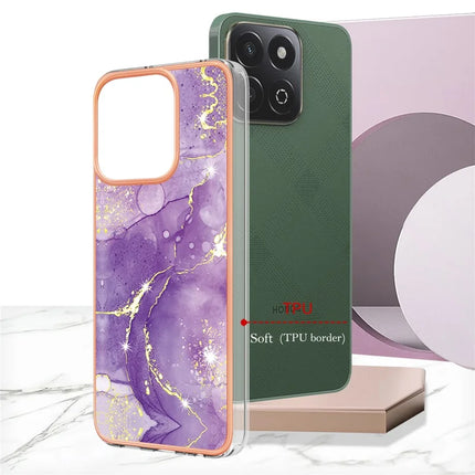For Honor X7c 4G / Honor 200 Smart 5G TPU Case with IMD Marble Pattern Electroplated Back Cover