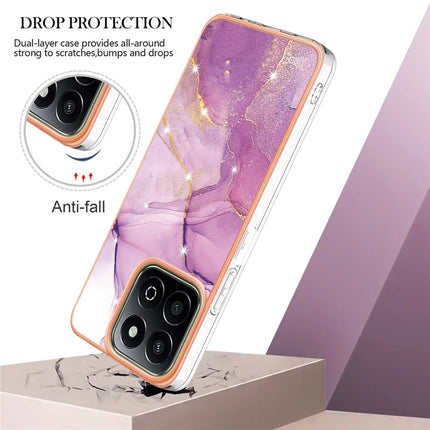 For Honor X7c 4G / Honor 200 Smart 5G TPU Case with IMD Marble Pattern Electroplated Back Cover