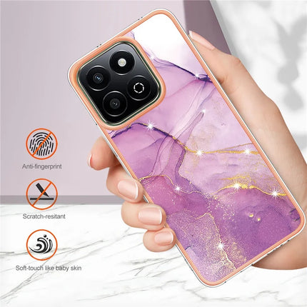 For Honor X7c 4G / Honor 200 Smart 5G TPU Case with IMD Marble Pattern Electroplated Back Cover