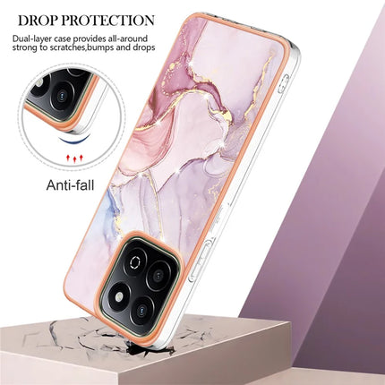 For Honor X7c 4G / Honor 200 Smart 5G TPU Case with IMD Marble Pattern Electroplated Back Cover