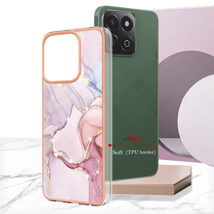 For Honor X7c 4G / Honor 200 Smart 5G TPU Case with IMD Marble Pattern Electroplated Back Cover