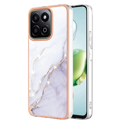 For Honor X7c 4G / Honor 200 Smart 5G TPU Case with IMD Marble Pattern Electroplated Back Cover - White 006