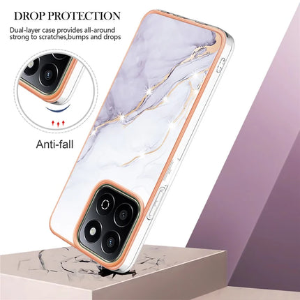 For Honor X7c 4G / Honor 200 Smart 5G TPU Case with IMD Marble Pattern Electroplated Back Cover