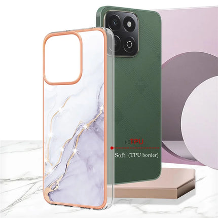 For Honor X7c 4G / Honor 200 Smart 5G TPU Case with IMD Marble Pattern Electroplated Back Cover