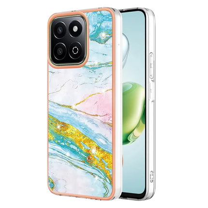 For Honor X7c 4G / Honor 200 Smart 5G TPU Case with IMD Marble Pattern Electroplated Back Cover - Green 004