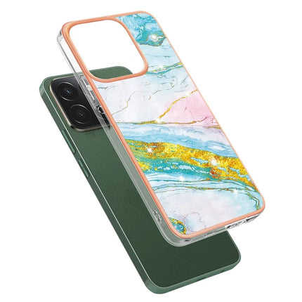 For Honor X7c 4G / Honor 200 Smart 5G TPU Case with IMD Marble Pattern Electroplated Back Cover
